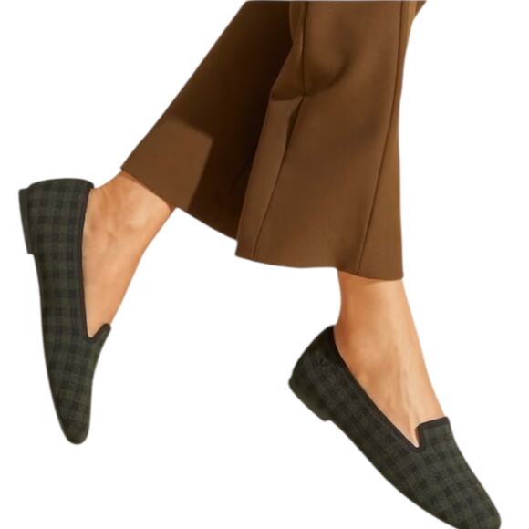 NWOB Vivaia Audrey Green Plaid Roundtoe Woven Knit Loafer EU 38.5 US 8 - Picture 8 of 8